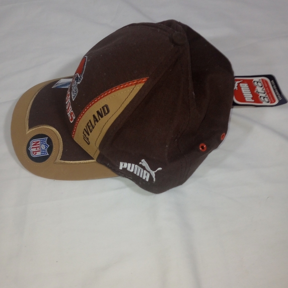 Vintage PUMA Cleveland Browns Hat Brown Adjustable Cap New - Picture 2 of 5